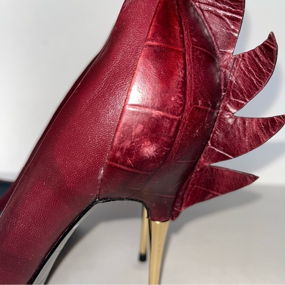 Monika Chiang Burgundy Croc Mohawk Pump Women’s Size 37.5 (US size 7) - Picture 3 of 10
